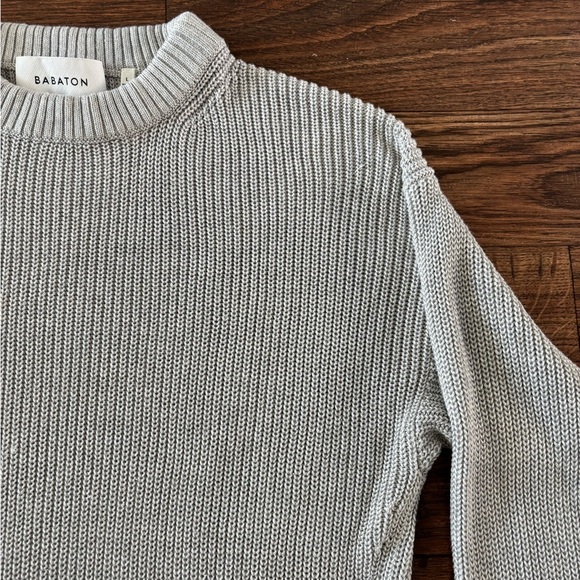 Aritzia BABATON Silk Blend Knit Fisherman Crew Sweater Size L - Picture 7 of 10